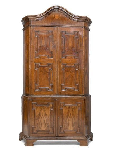 TWO-PART SIDEBOARD WITH WALNUT AND WALNUT BURL PAN