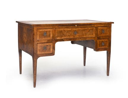 LUIGI XVI WRITING DESK WITH MIXED WOOD PANELING, 1