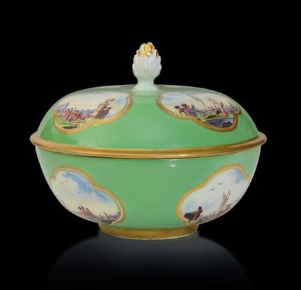 PORCELAIN ECUELLE WITH LID, MEISSEN, CA. 1740, fla