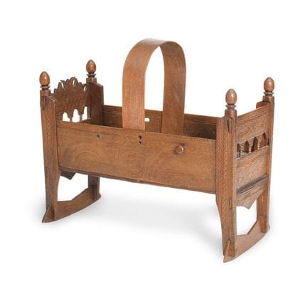 VALSESIAN CARVED WOODEN CRADLE, NORTHERN ITALY, 18