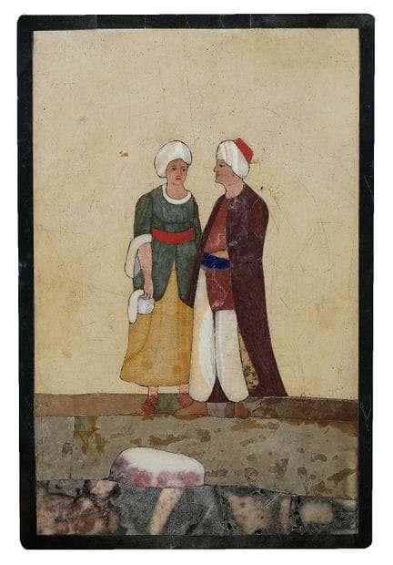 DECORATED TILE MADE OF VARIOUS MARBLES, FLORENCE, 