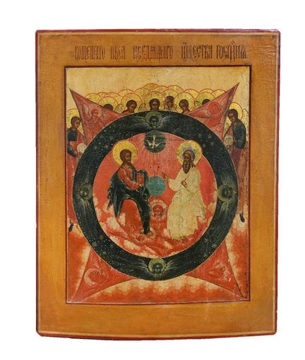 18TH-CENTURY RUSSIAN ICON
The Trinity
Tempera on w
