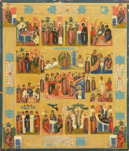19TH-CENTURY RUSSIAN ICON
Icon of the Twelve Feast