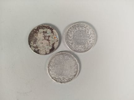 Sammlung von drei 5-Franc-Münzen aus 900er Silber 