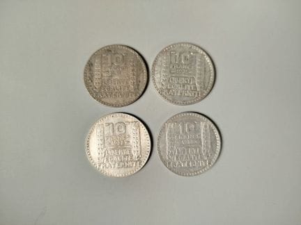 Set di quattro monete da 10 franchi del tipo “Tori