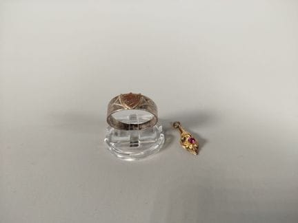 银质友谊戒指，戒圈上镌刻着叶片和花环图案，饰有一枚红铜色徽章，上面镌刻着“友谊”字样， 带有野猪头印