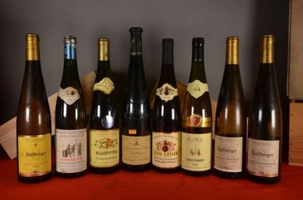 A selection of eight bottles of Gewürztraminer, in