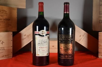 A selection of two magnums of red wine, including: