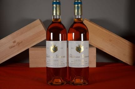 Château Gravas Sauternes 1990, two bottles (labels