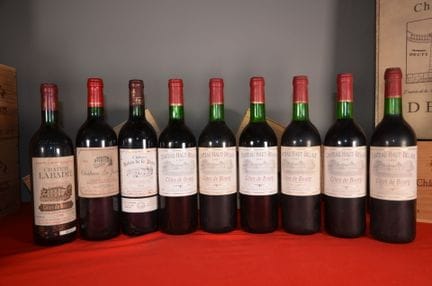 A collection of nine bottles of Côtes de Bourg, in