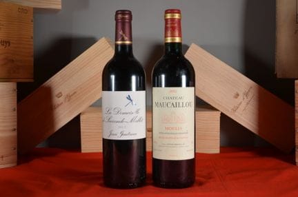 Set of two bottles of red Bordeaux, including: Châ