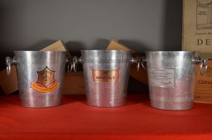 Set of three promotional metal Champagne buckets i