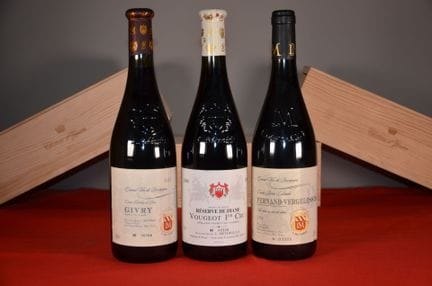 A set of three bottles of red Burgundy from L. Mét