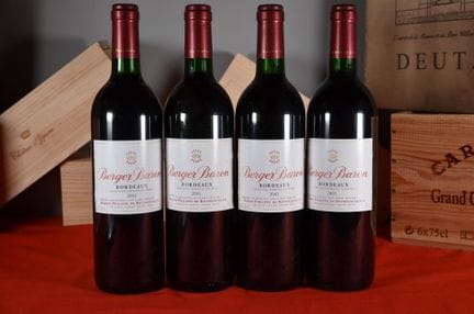 贝尔热·巴龙·菲利普·德·罗斯柴尔德 2001年波尔多红葡萄酒，四瓶