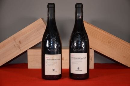 A set of two bottles of Château de la Gardine Chât