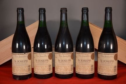 Les Jourelles Saint Joseph 1995, five bottles (lab