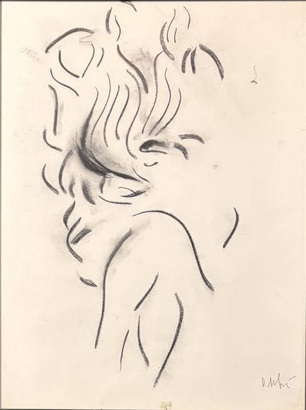 奥利维尔·德布雷（DEBRÉ Olivier），1920-1999
《坐着的女子》
炭笔画于纸上（有