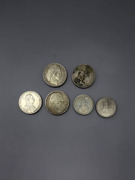 Set of 6 coins in silver and silver alloy, consist