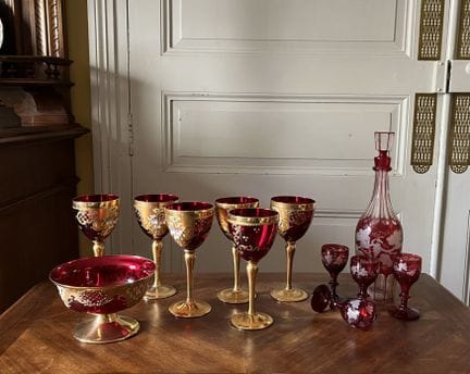 SERVICE A LIQUEUR en cristal de Bohême comprenant 