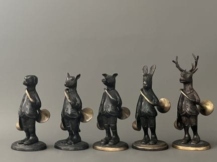 ENSEMBLE de 5 épreuves en bronze à patine brune fi