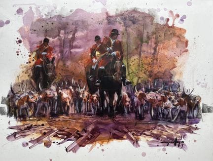 René GOUEFFON
Départ pour la chasse.
Gouache et aq