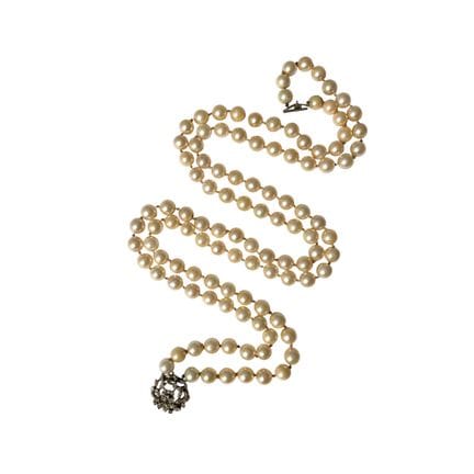 A double-strand necklace made of cultured pearls w