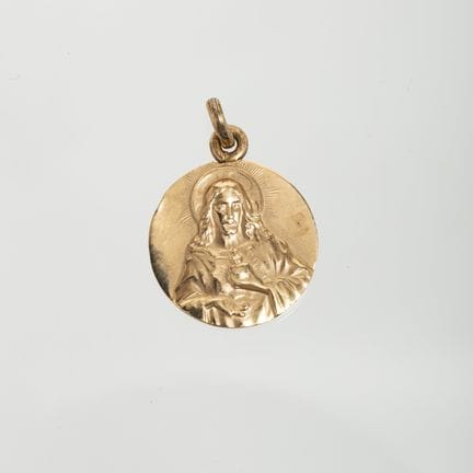 Religious medal in 18K yellow gold. "Virgin Mary" 