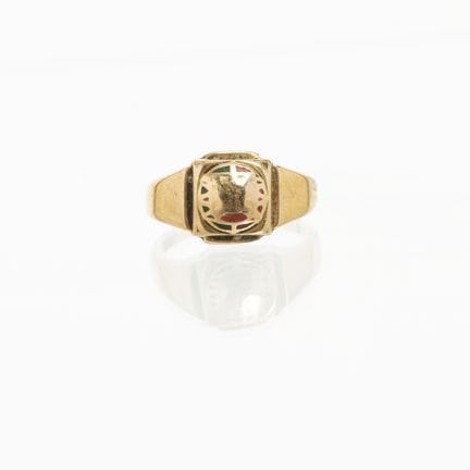 18K yellow gold Portuguese ring with an enameled P