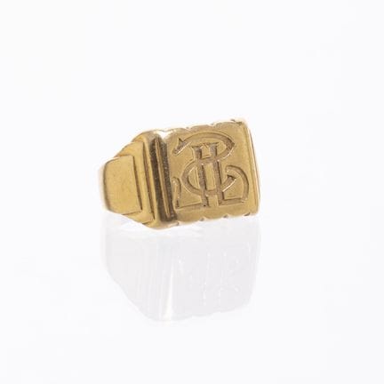 18K yellow gold sealing ring, with the initials "J