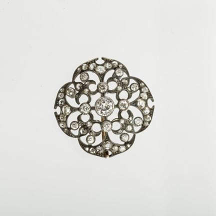 19th-century brooch in openwork silver and 18K yel