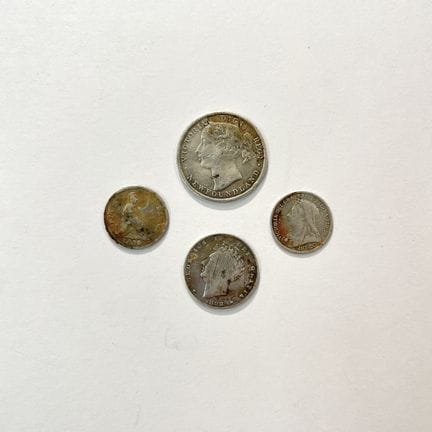 Quattro monete d'argento 925 del XIX secolo. Canad
