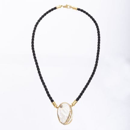 Abalone shell pendant and braided cord necklace wi