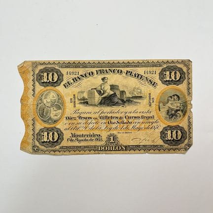 Banconota uruguaiana del Banco Franco Platense da 