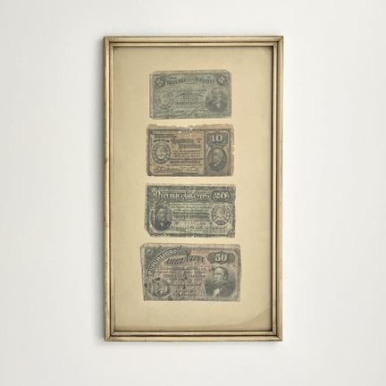 Set di quattro banconote argentine da 5, 10, 20 e 