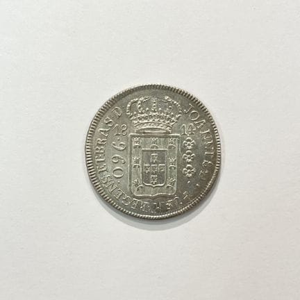 Moneta brasiliana d'argento dell'epoca coloniale p