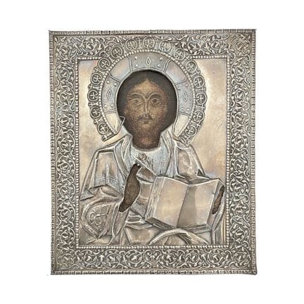 Icône orthodoxe du XIXe siècle avec un revêtement 