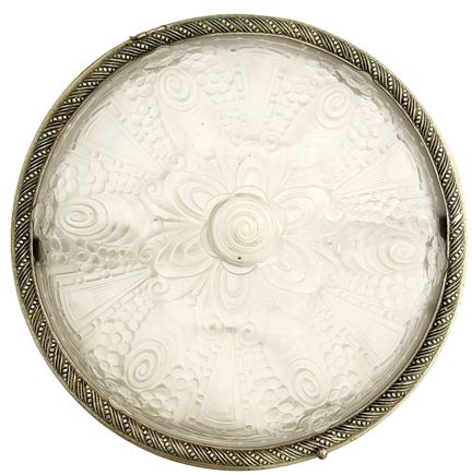 Plafonnier Art déco en verre dépoli décoré de « fe