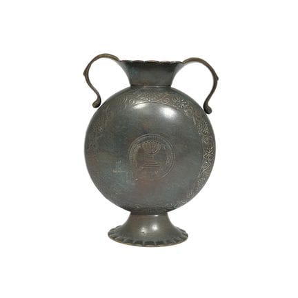 Amphore hébraïque en bronze à la patine verte, orn