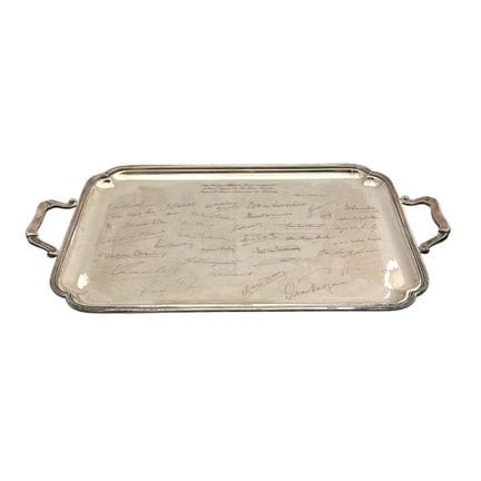 Plateau de service italien rectangulaire en argent