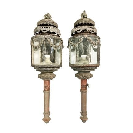Paire de lanternes de calèche françaises du XIXe s
