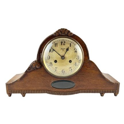Horloge de table allemande avec boîtier en chêne, 