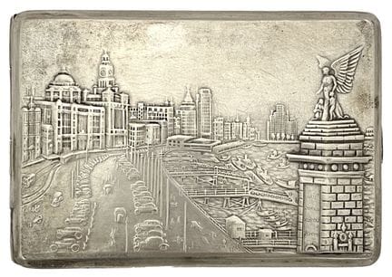 Taschenzigarettendose aus 925er Silber, Deckel ver