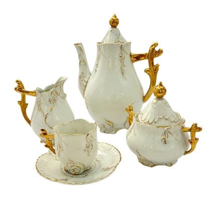 Service à café en porcelaine isabéline blanche reh