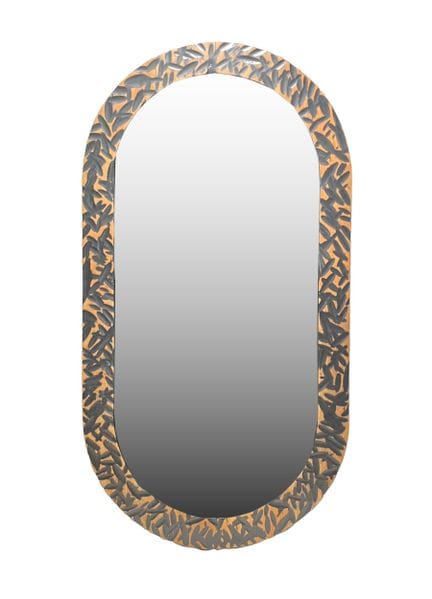 Miroir ovale en bois sculpté, orné de motifs de « 
