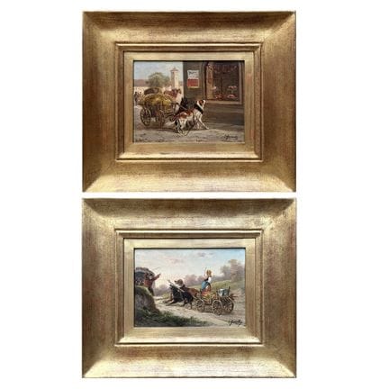 Paire de peintures à l'huile sur bois, XIXe siècle