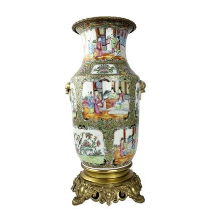 Vase chinois en porcelaine de Canton du XIXe siècl