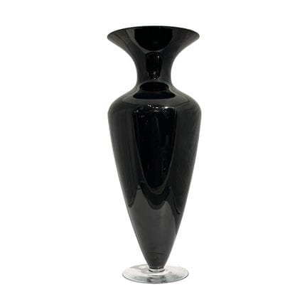 Vase italien en verre de Murano noir avec un socle