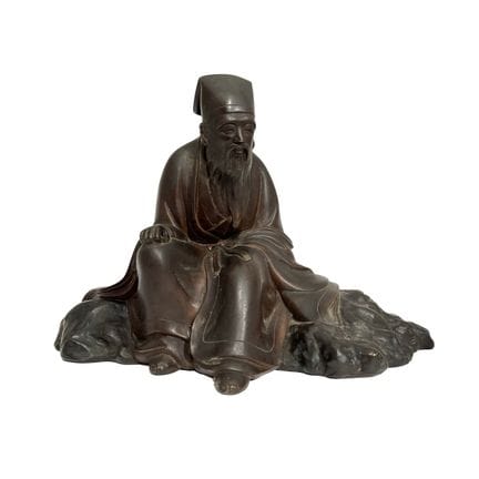 Sculpture japonaise en bronze coulé à la patine so