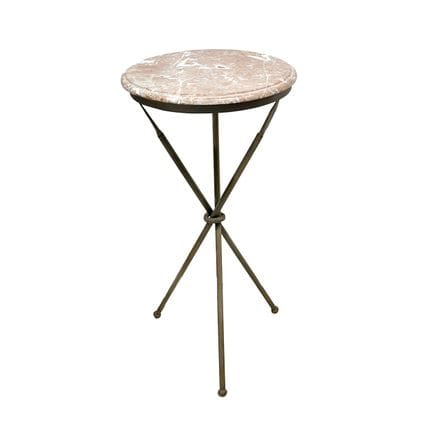 Socle avec plateau circulaire en marbre rouge vein