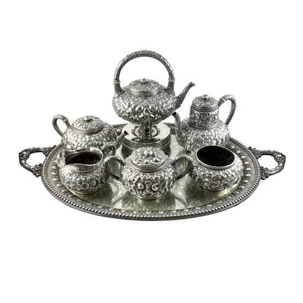 Service à thé et à café anglais en argent entièrem